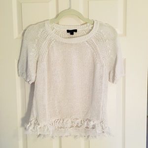 J. Crew | White Short Sleeve Knit Sweater
